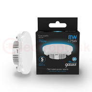 Лампа светодиодная LED 8 Вт 760 Лм 6500К холодная GX53 таблетка Black Gauss Лампа светодиодная LED 8 Вт 760 Лм 6500К холодная GX53 таблетка Black Gauss