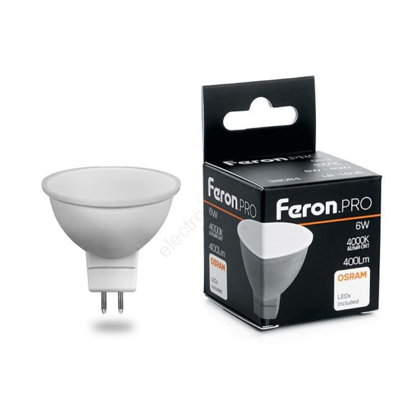 Лампа светодиодная LED 6вт 230в GU5.3 дневной Feron.PRO (38085)