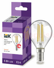 Лампа светодиодная LED 5вт Е14 теплый шар FILAMENT Лампа светодиодная LED 5вт Е14 теплый шар FILAMENT