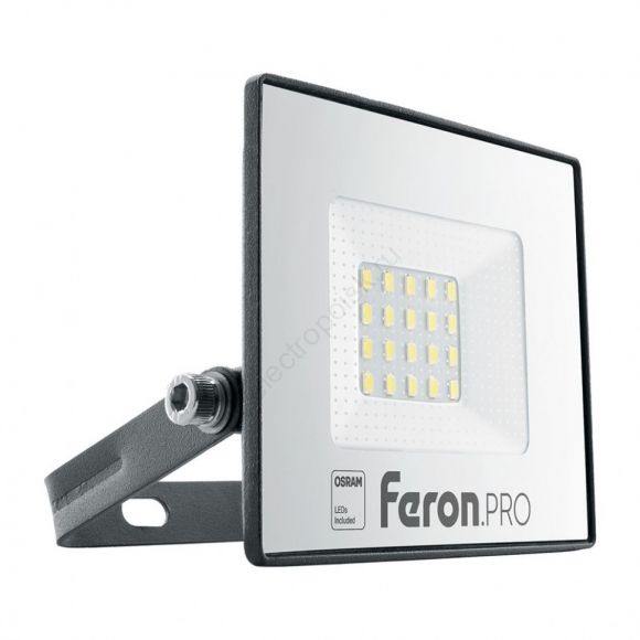 Прожектор светодиодный ДО-20w 6400К 1600Лм IP65 черный Feron.PRO (41538)