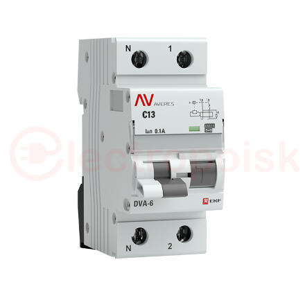 Автомат дифференциальный DVA-6 1P+N 13А (C) 100мА (A) 6кА AVERES