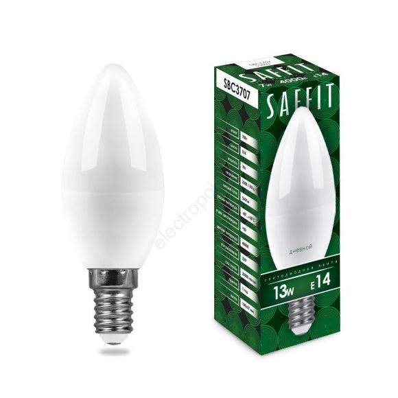 Лампа светодиодная LED 13вт Е14 дневной матовая свеча (55172)
