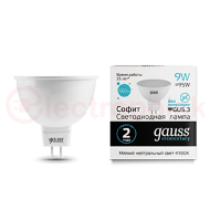 Лампа светодиодная LED 9 Вт 660 Лм 4100К белая GU5.3 MR16 Elementary Gauss Лампа светодиодная LED 9 Вт 660 Лм 4100К белая GU5.3 MR16 Elementary Gauss