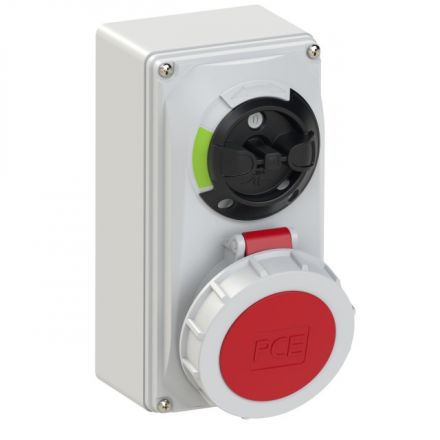 Розетка настенная 16А/400V/3P+N+E/IP67, с         выключателем и блокировкой
