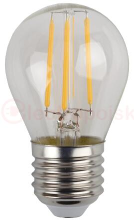 Лампа светодиодная F-LED P45-9w-827-E27  (филамент, шар, 9Вт, тепл, E27) (10/100/4000) ЭРА