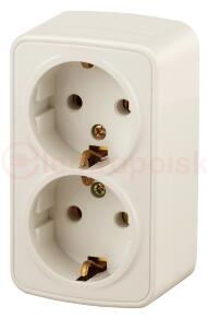 Розетка Intro Polo 3-204-02 с заземлением двойная 2х2P+E Schuko, 16A-250В, IP20, ОУ, слоновая кость Розетка Intro Polo 3-204-02 с заземлением двойная 2х2P+E Schuko, 16A-250В, IP20, ОУ, слоновая кость