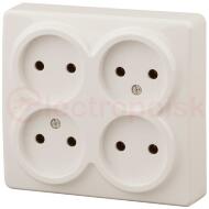 Розетка 4х2P, 16A-250В, ОУ, Эра Эксперт, сл.кость, 11-2210-02 Розетка 4х2P, 16A-250В, ОУ, Эра Эксперт, сл.кость, 11-2210-02