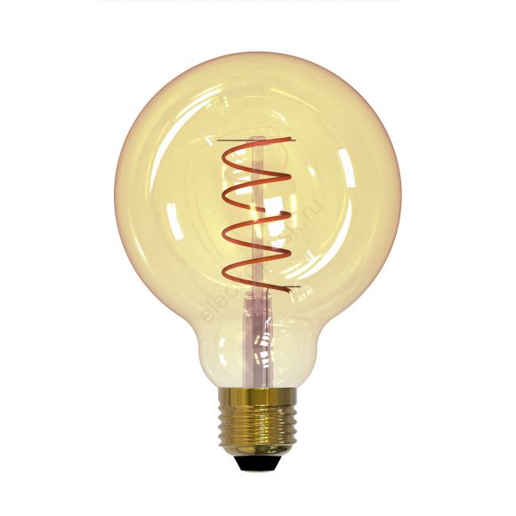 Лампа светодиодная декоративная LED 4вт 220-240В шар G95 400Лм Е27 2250К золотая колба спиральная нить Uniel Vintage (UL-00001818)