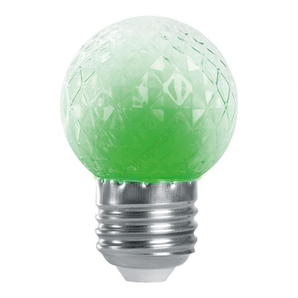 Лампа светодиодная LED 1вт Е27 строб зеленый шар (38209)
