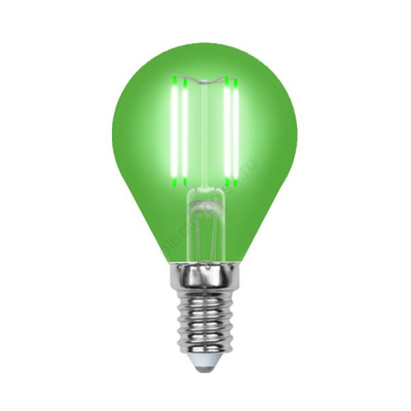 Лампа светодиодная декоративная цветная LED 5вт 200-250В шар 350Лм Е14 ЗЕЛЕНЫЙ Uniel Air color (UL-00002987)