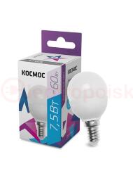 Лампа светодиодная LED 7.5Вт GL45 220В Е14 D37х99 6500К холодный 600лм Космос Лампа светодиодная LED 7.5Вт GL45 220В Е14 D37х99 6500К холодный 600лм Космос