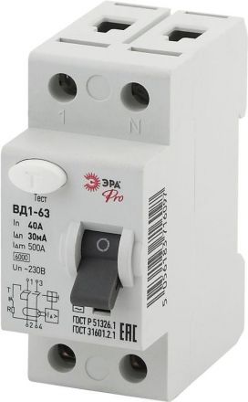 УЗО ВД1-63 Электромеханическое 1P+N 40А 30mA      NO-902-25 ЭРА Pro