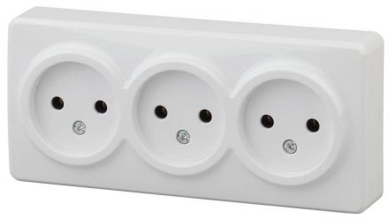 Розетка 3х2P, 16A-250В, ОУ, Эра Эксперт, белый, 11-2207-01
