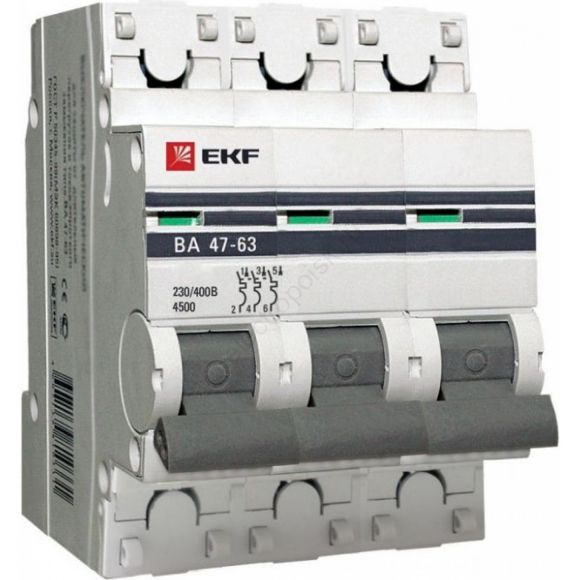 Автоматический выключатель 3P 32А (D) 6кА ВА 47-63N EKF PROxima