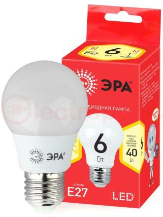 Лампа светодиодная LED A55-6W-827-E27(диод,груша,6Вт,тепл,E27)
