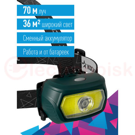Фонарь налобный аккум/3Вт+5ВтCOB/кол. линза/съемн Li-ion18650 1200mAh/USBшн typeC Фонарь налобный аккум/3Вт+5ВтCOB/кол. линза/съемн Li-ion18650 1200mAh/USBшн typeC