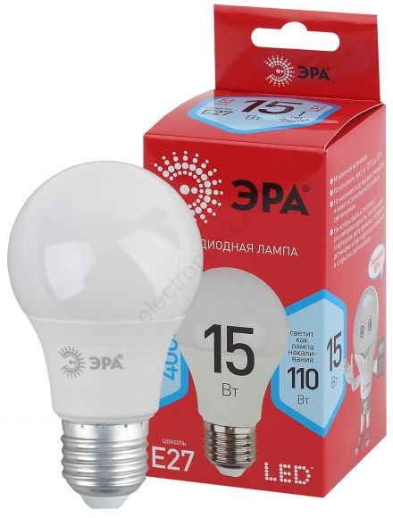 Лампа светодиодная A60-15W-840-E27 R диод, груша, 15Вт, нейт, E27