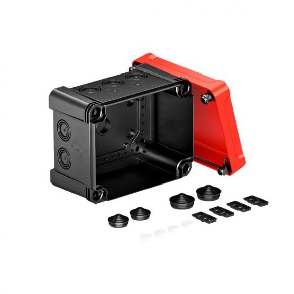 Распределительная коробка X10, IP 67, 191х151х126 мм, черная с красной крышкой (2005156)