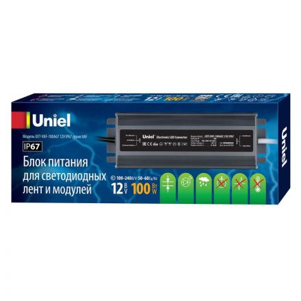 Блок питания ультратонкий UET-VAF-100A67 12V IP67 100Вт Металлический корпус