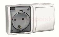 Simon15 Aqua Блок розетка с заземлением 16А 250В + выключатель 10А 250В IP54 белый Simon15 Aqua Блок розетка с заземлением 16А 250В + выключатель 10А 250В IP54 белый