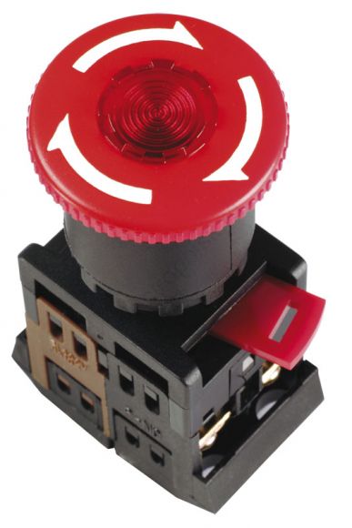Кнопка красная с фиксацией ANE22 Гриб с подсветкой неон 1з+1р 240В
