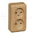 ЭТЮД Розетка двойная наружная без заземления без шторок Сосна