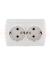 DEMET Розетка двойная с заземлением закрытый корпус наружная белая