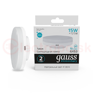Лампа светодиодная LED 15 Вт 1080 Лм 4100К белая GX53 таблетка Elementary Gauss Лампа светодиодная LED 15 Вт 1080 Лм 4100К белая GX53 таблетка Elementary Gauss