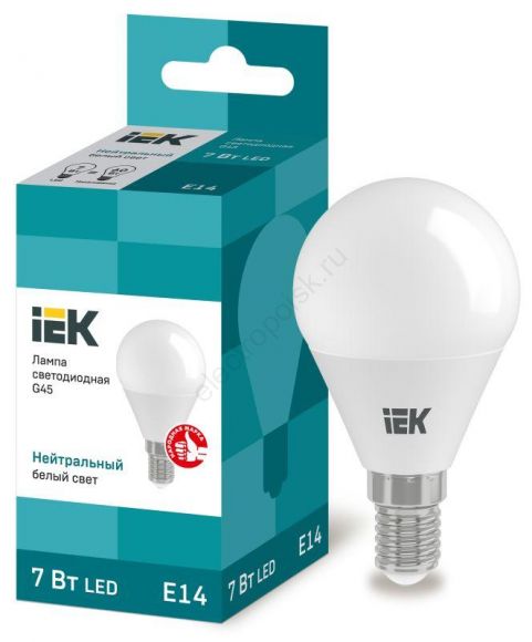 Лампа светодиодная LED 7вт E14 белый матовый шар ECO (LLE-G45-7-230-40-E14)