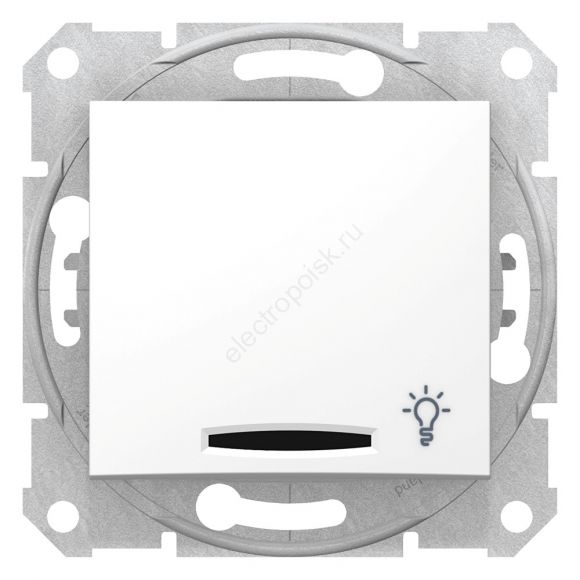 Sedna Выключатель кнопочный с символом СВЕТ с подсветкой алюминий SDN1800121