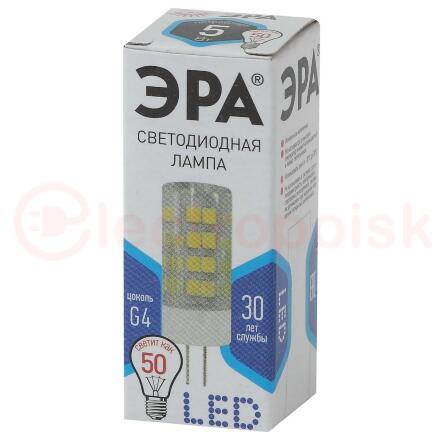 Лампы СВЕТОДИОДНЫЕ СТАНДАРТ LED JC-5W-220V-CER-840-G4 ЭРА (диод, капсула, 5Вт, нейтр, G4)