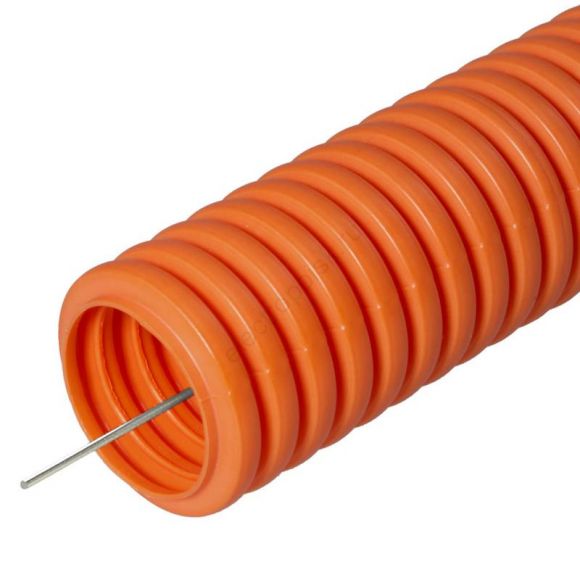 Труба гофрированная ПНД легкая безгалогенная (HF) оранжевая с/з д20 (100м/4800м уп/пал)