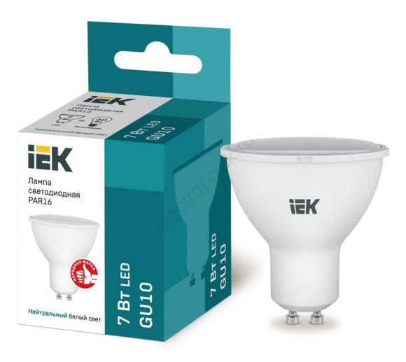 Лампа светодиодная LED 7вт 230в GU10 белый ECO (LLE-PAR16-7-230-40-GU10)