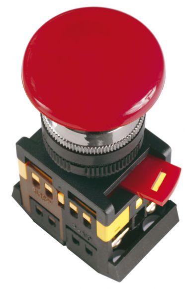 Кнопка красная с фиксацией AEAL-22 Гриб без подсветки 1з+1р 240В