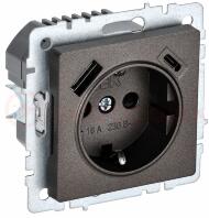 BRITE Роз. с з/к/ш 16А с USB A+C 18Вт РЮш11-1-БрТБ бр. IEK BRITE Роз. с з/к/ш 16А с USB A+C 18Вт РЮш11-1-БрТБ бр. IEK