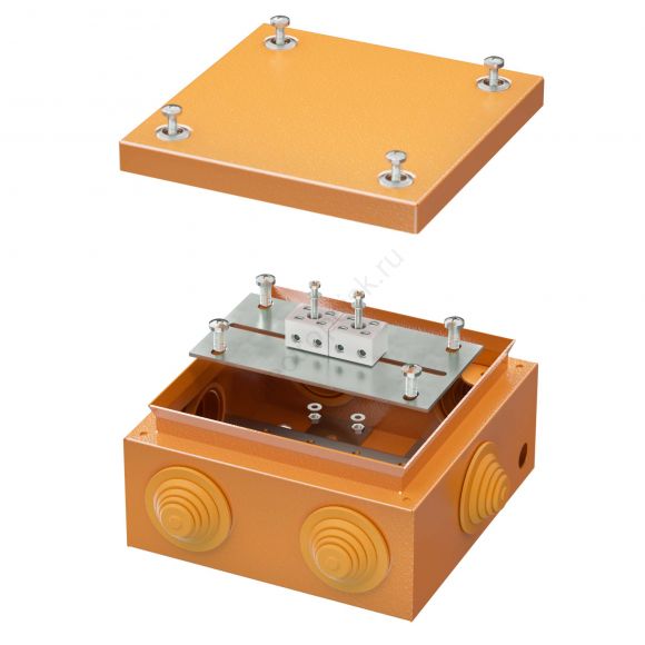 Коробка стальная FS с кабельными вводами и клеммниками  IP55 150х150х80мм 4р  450V 6A  4мм.кв. (FSB31404)