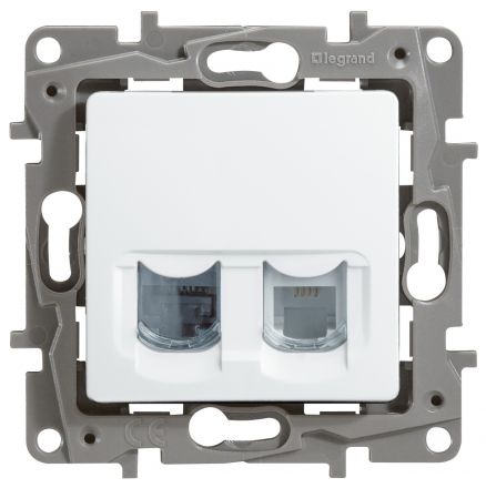 ETIKA Розетка телефонная+компьютерная RJ11+RJ45 категория 5 UTP белая