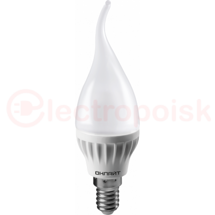 Лампа светодиодная LED 8вт E14 теплый матовая свеча на ветру