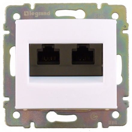 VALENA Розетка компьютерная RJ45 категория 5 2 выхода UTP белая
