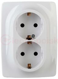 Розетка 2X2P+E Schuko, 16A-250В, Эра12, белый, 12-2106-01 Розетка 2X2P+E Schuko, 16A-250В, Эра12, белый, 12-2106-01