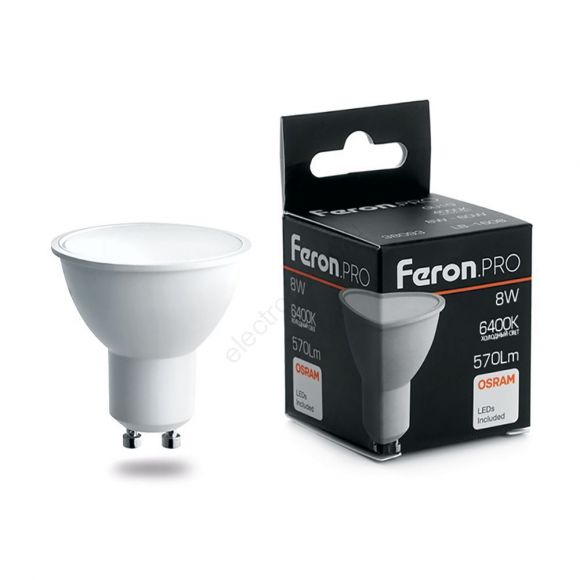 Лампа светодиодная LED 8вт 230в GU10 дневной Feron.PRO (38094)