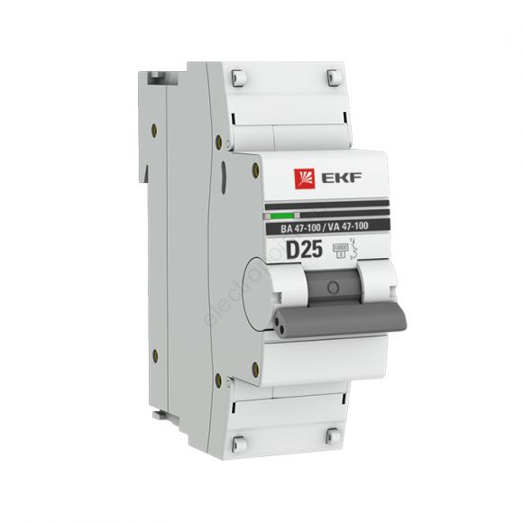 Автоматический выключатель ВА 47-100 1P 25А (D) 10kA EKF PROxima