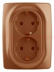 Розетка 2X2P+E Schuko, 16A-250В, Эра12, медь, 12-2106-14 Розетка 2X2P+E Schuko, 16A-250В, Эра12, медь, 12-2106-14