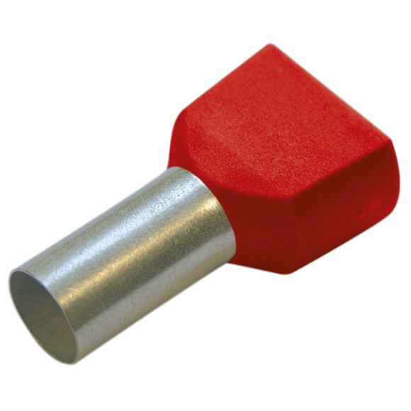 Гильза конечная для двух проводов 1/ 10 мм цвет красный (упак. 100 шт.) (270787)