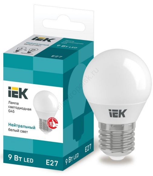 Лампа светодиодная LED 9вт Е27 белый матовый шар ECO (LLE-G45-9-230-40-E27)
