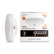 Лампа светодиодная LED 9 Вт 660 Лм 3000К теплая GX53 таблетка Elementary Gauss Лампа светодиодная LED 9 Вт 660 Лм 3000К теплая GX53 таблетка Elementary Gauss