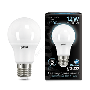 Лампа светодиодная LED 12 Вт 1200 Лм 4100К белая Е27 A60 Black Gauss