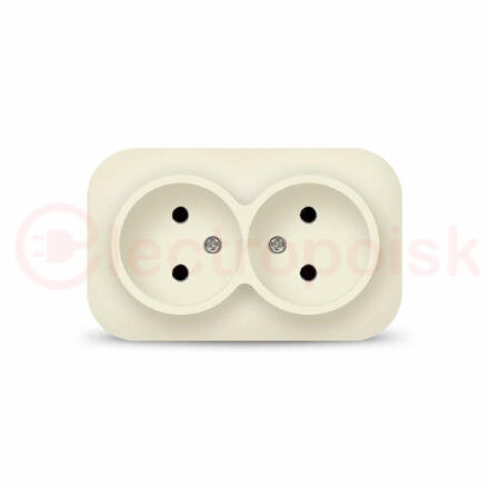 Розетка двухместная серия IONICH, б/з, о/у, 16А, 220В, слоновая кость (ivory)