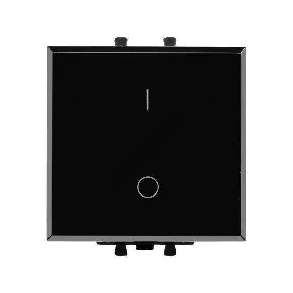 Выключатель двухполюсный одноклавишный модульный, ''Avanti'', ''Черный квадрат'', 2 модуля 4402222