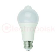 Лампа светодиодная с датчиком освещенности и датчиком движения LED-A60-12W/4000K/E27/PS+MS PLS10WH Форма A матовая Белый свет (4000K) Картон Лампа светодиодная с датчиком освещенности и датчиком движения LED-A60-12W/4000K/E27/PS+MS PLS10WH Форма A матовая Белый свет (4000K) Картон